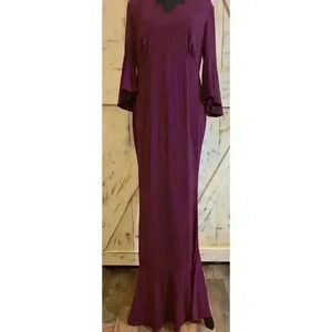 NWT Kimi + Kai Maternity Maxi Dress Long‎ Sleeves Scallop Neckline | Burgundy S